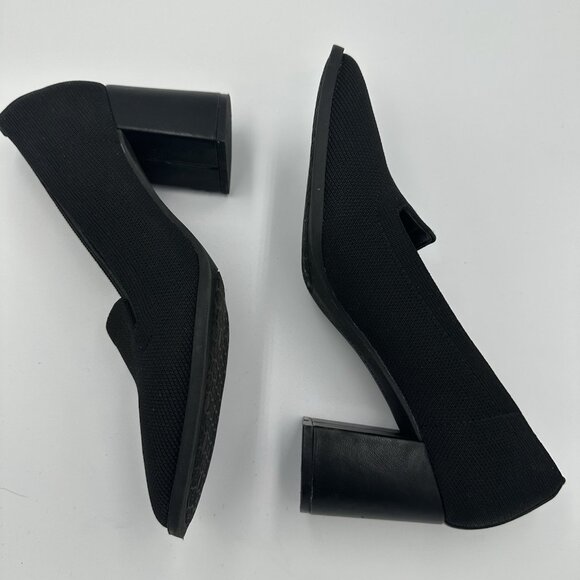 Adrienne Vittadini Brittiny Women’s US 8.5 Black Knit Shoes‎ Chunky Heel Mature - Picture 7 of 11
